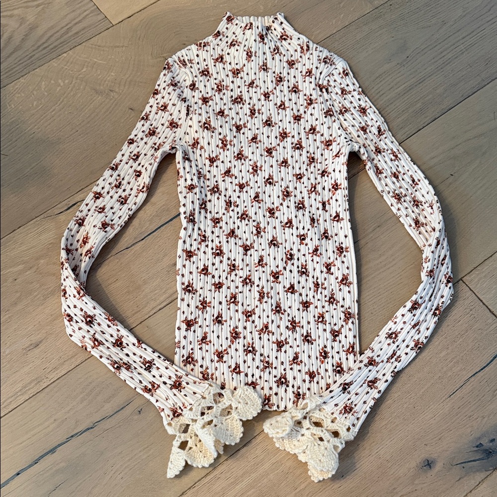Sea New York Floral Long Sleeve Top in Cream and Brown